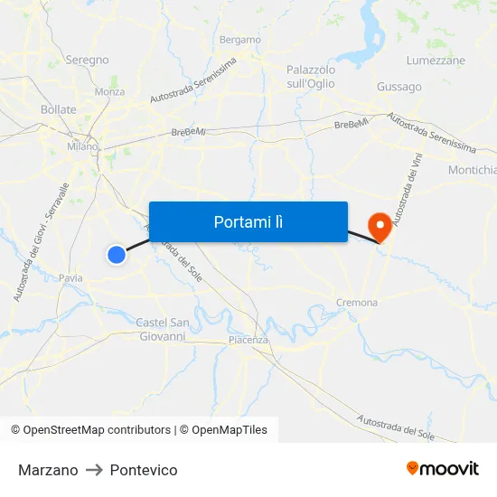 Marzano to Pontevico map