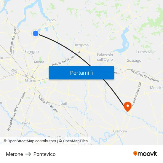 Merone to Pontevico map