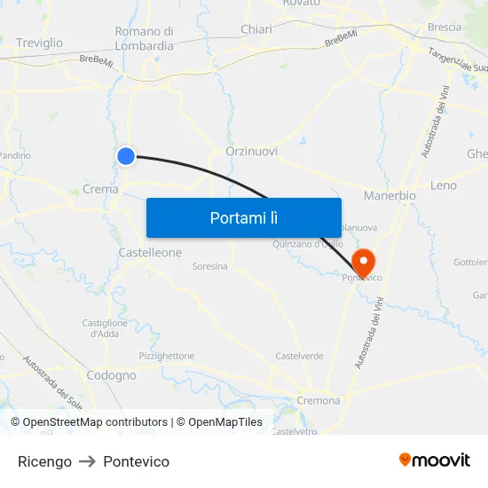 Ricengo to Pontevico map