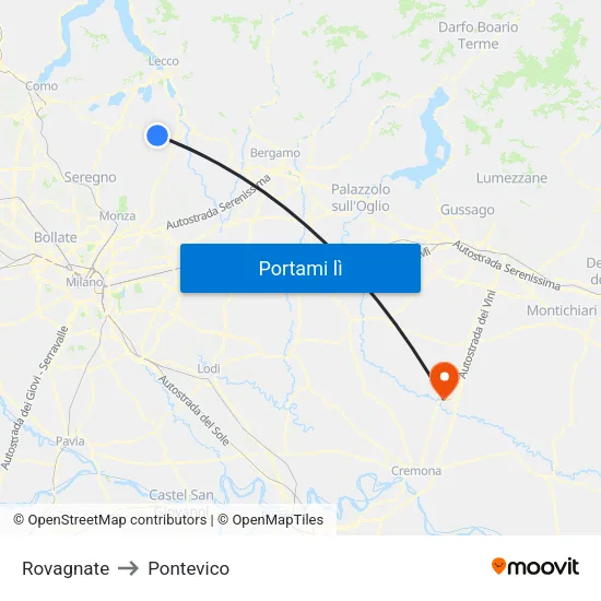 Rovagnate to Pontevico map