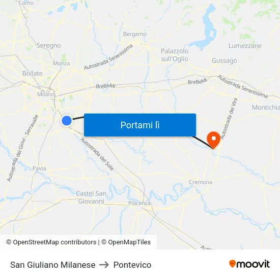 San Giuliano Milanese to Pontevico map
