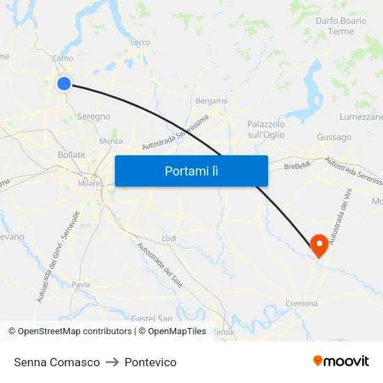Senna Comasco to Pontevico map