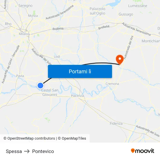 Spessa to Pontevico map