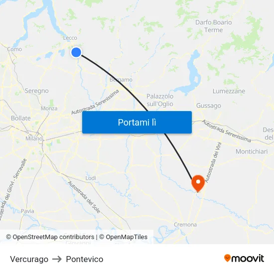 Vercurago to Pontevico map