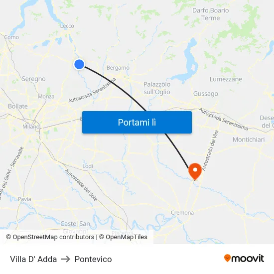 Villa D' Adda to Pontevico map