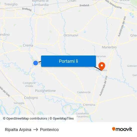 Ripalta Arpina to Pontevico map