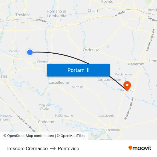 Trescore Cremasco to Pontevico map