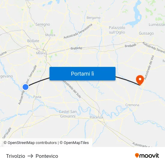 Trivolzio to Pontevico map