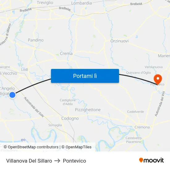 Villanova Del Sillaro to Pontevico map