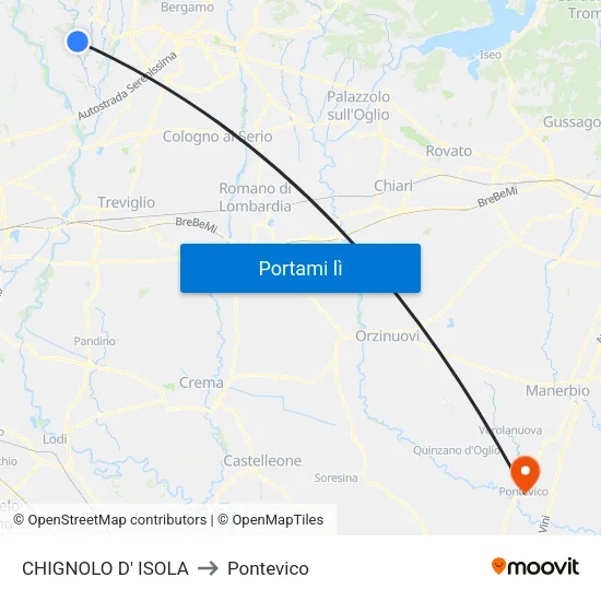 CHIGNOLO D' ISOLA to Pontevico map