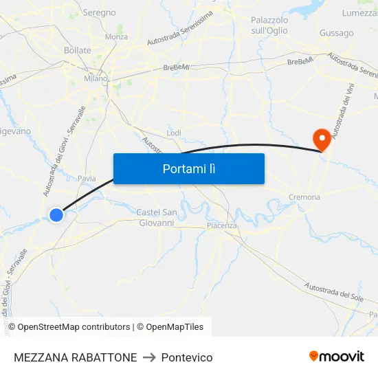 MEZZANA RABATTONE to Pontevico map