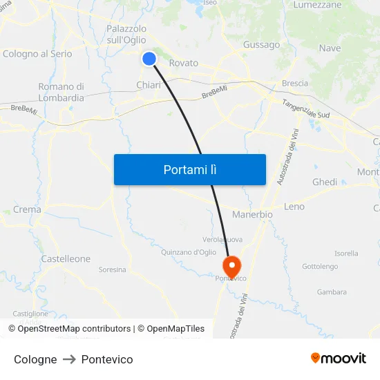 Cologne to Pontevico map