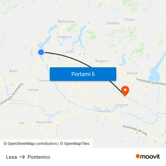 Lesa to Pontevico map