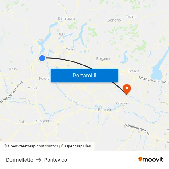 Dormelletto to Pontevico map