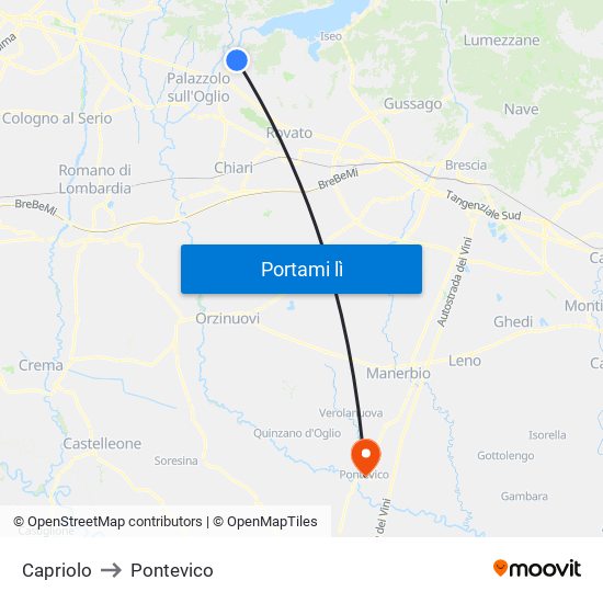 Capriolo to Pontevico map