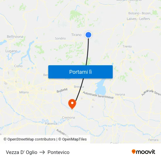 Vezza D' Oglio to Pontevico map