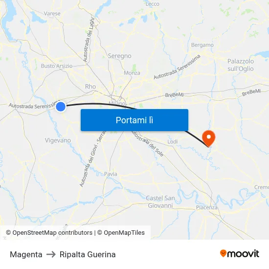 Magenta to Ripalta Guerina map