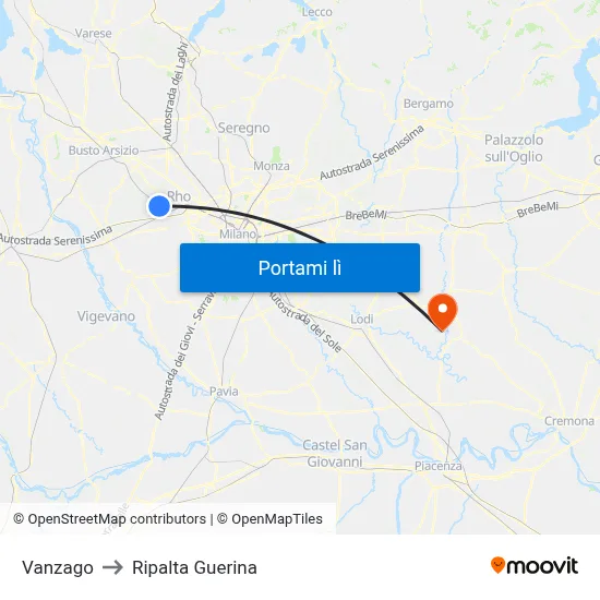 Vanzago to Ripalta Guerina map