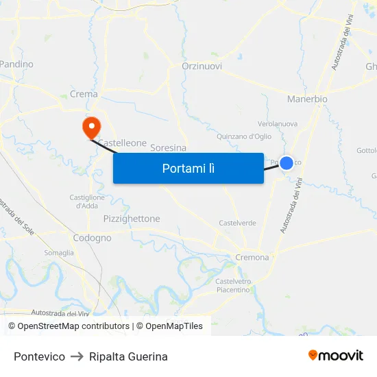 Pontevico to Ripalta Guerina map