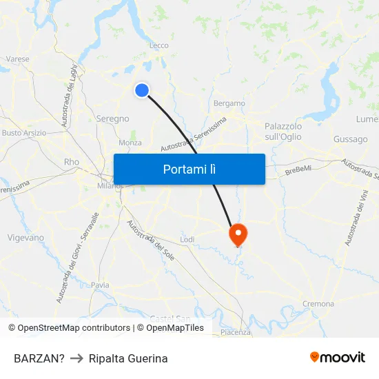 BARZAN? to Ripalta Guerina map