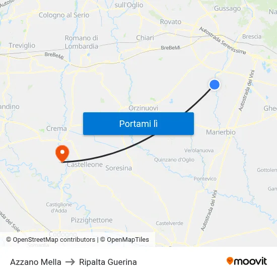 Azzano Mella to Ripalta Guerina map