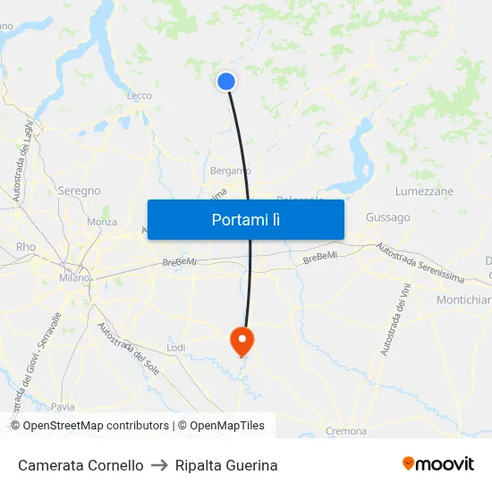 Camerata Cornello to Ripalta Guerina map