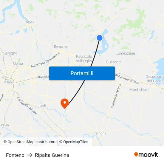 Fonteno to Ripalta Guerina map