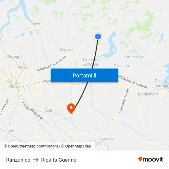 Ranzanico to Ripalta Guerina map