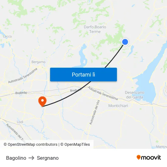 Bagolino to Sergnano map