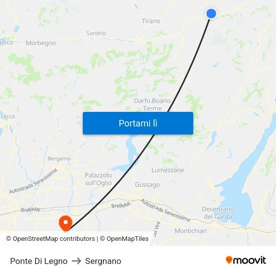 Ponte Di Legno to Sergnano map
