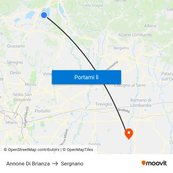 Annone Di Brianza to Sergnano map