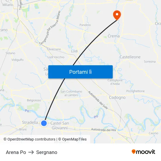 Arena Po to Sergnano map