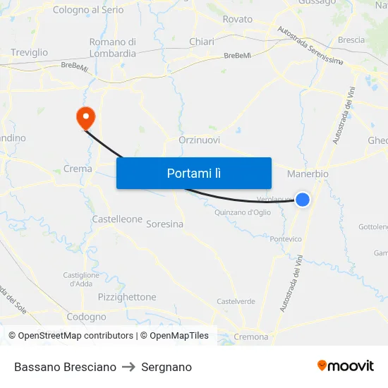 Bassano Bresciano to Sergnano map