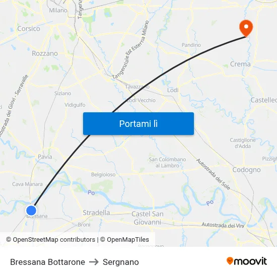 Bressana Bottarone to Sergnano map