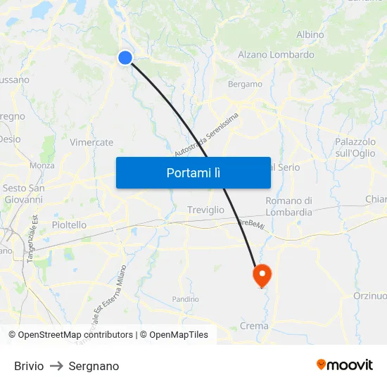 Brivio to Sergnano map