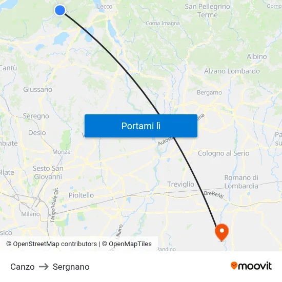 Canzo to Sergnano map