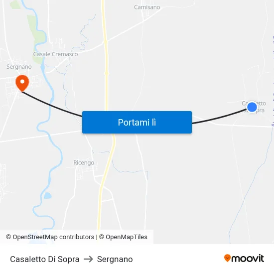 Casaletto Di Sopra to Sergnano map