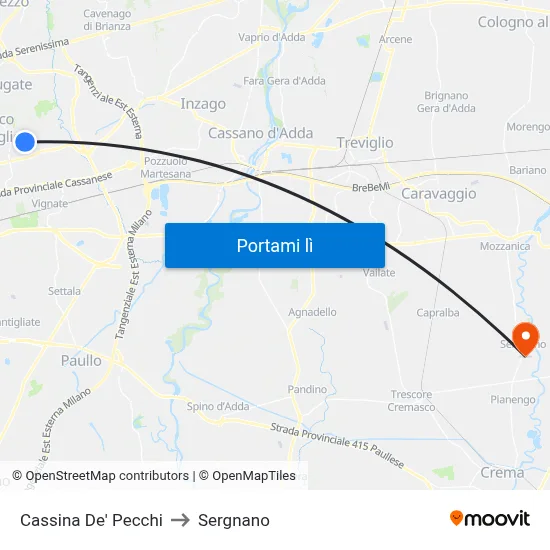 Cassina De' Pecchi to Sergnano map
