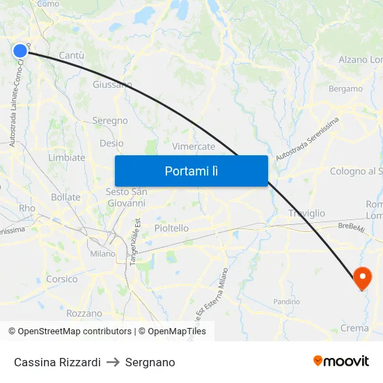 Cassina Rizzardi to Sergnano map