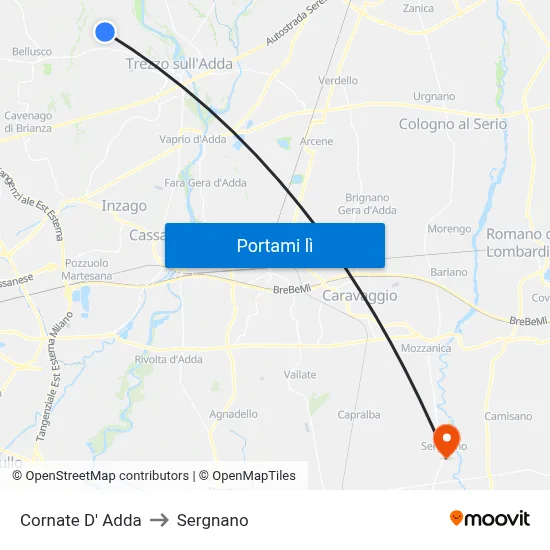 Cornate D' Adda to Sergnano map