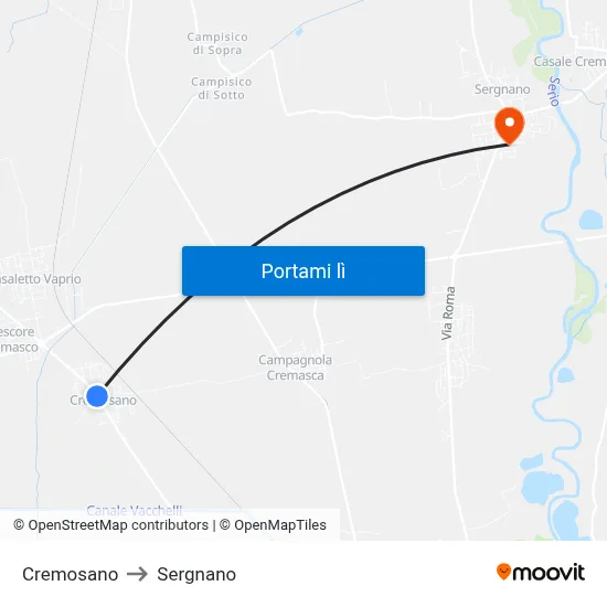 Cremosano to Sergnano map