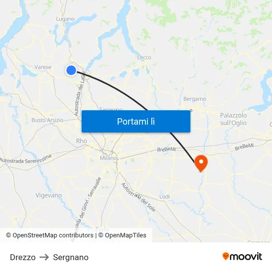 Drezzo to Sergnano map