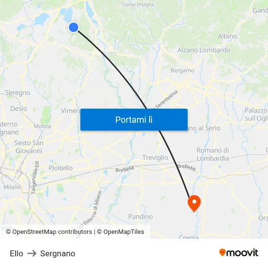 Ello to Sergnano map