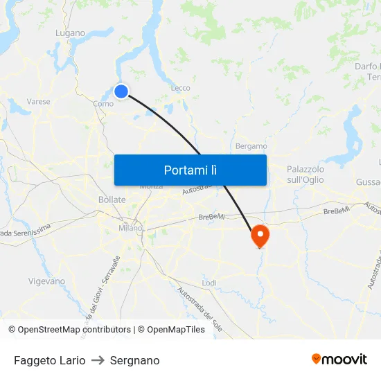 Faggeto Lario to Sergnano map