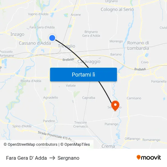 Fara Gera D' Adda to Sergnano map