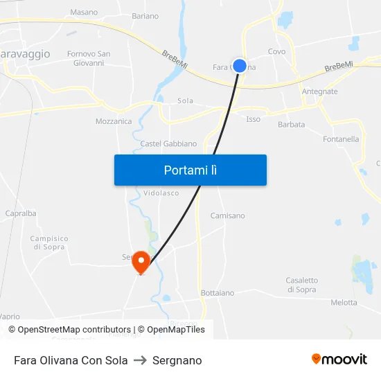 Fara Olivana Con Sola to Sergnano map