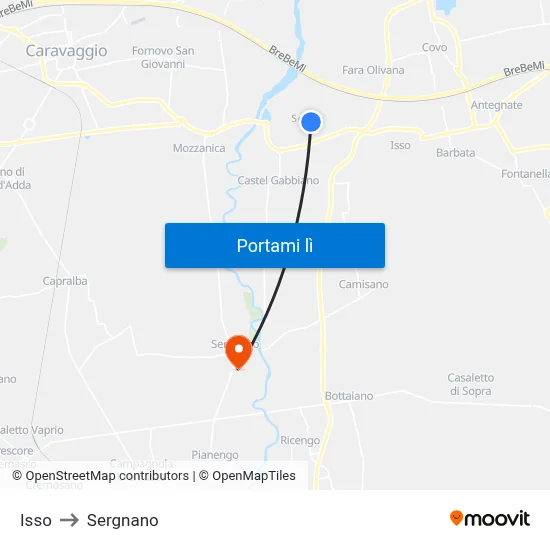 Isso to Sergnano map