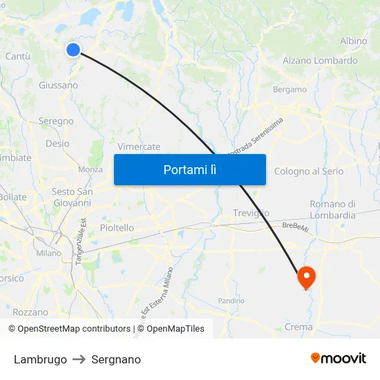 Lambrugo to Sergnano map
