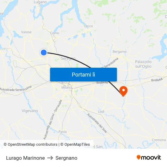 Lurago Marinone to Sergnano map