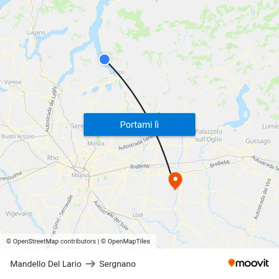 Mandello Del Lario to Sergnano map